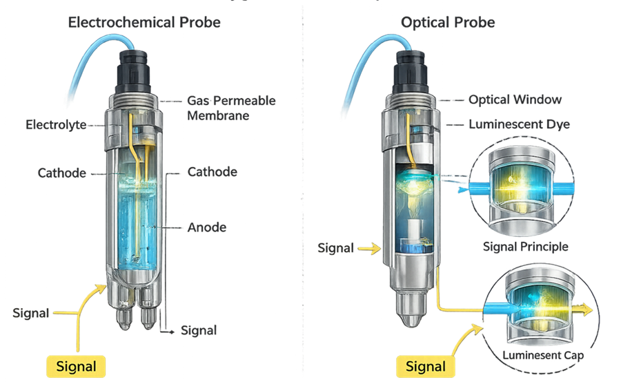 Comparison of electrochemical and optical dissolved-oxygen probes used for bioreactor process measurement