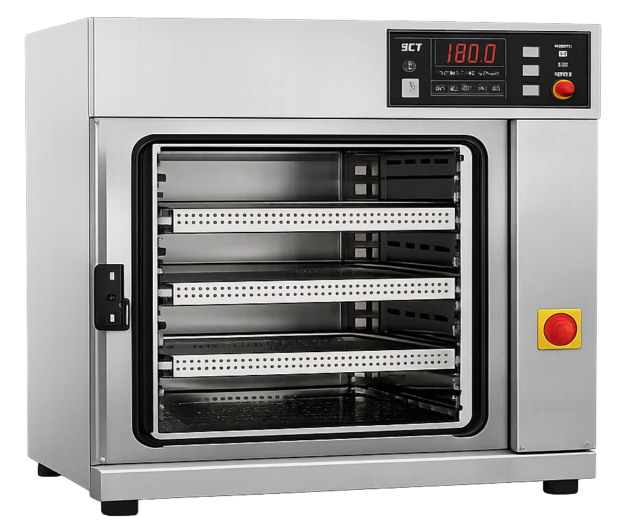 Static hot-air dry heat sterilization oven used for batch processing of glassware, metal components, and other heat-stable materials.