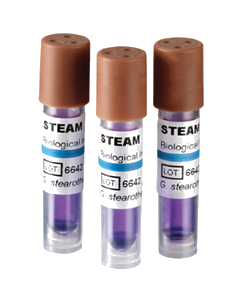 Self-contained biological indicators with an inoculated carrier and integrated growth medium for steam sterilization monitoring.
