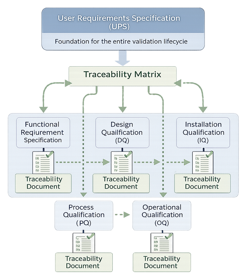 Bioreactor requirements traceability from the URS through design, installation, operational, and performance verification