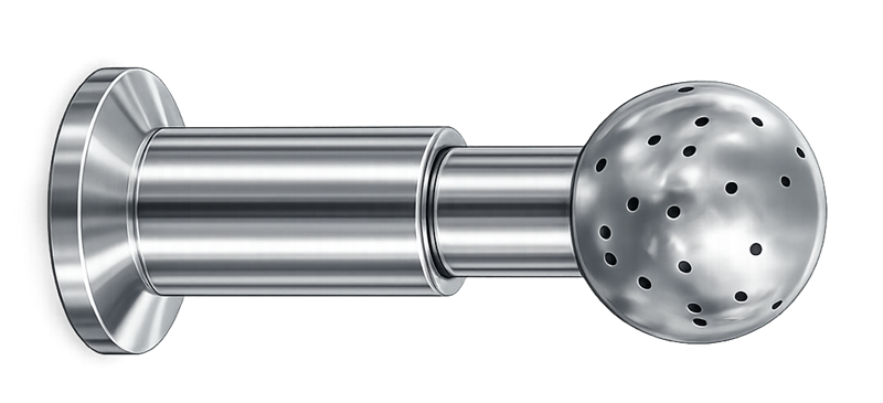 Stainless-steel CIP spray ball used to distribute cleaning solution inside a process vessel