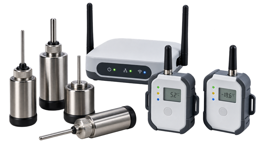 Wireless temperature data loggers used for pharmaceutical chamber, refrigerator, freezer, and storage-area mapping.